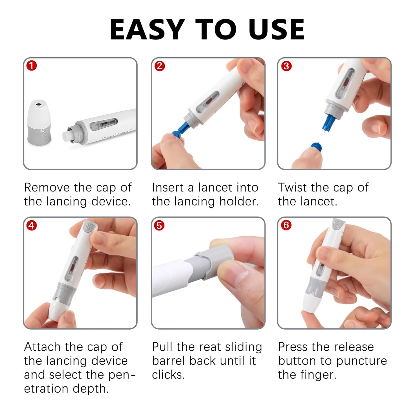 LifeCare Blood Sugar Lancing Device – Easy & Safe Finger Prick Device