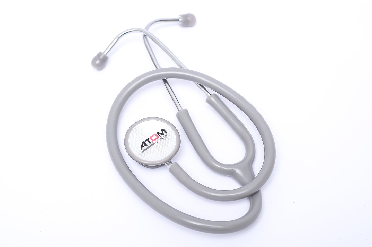Atom AT 942 dual head stethoscope in grey color.