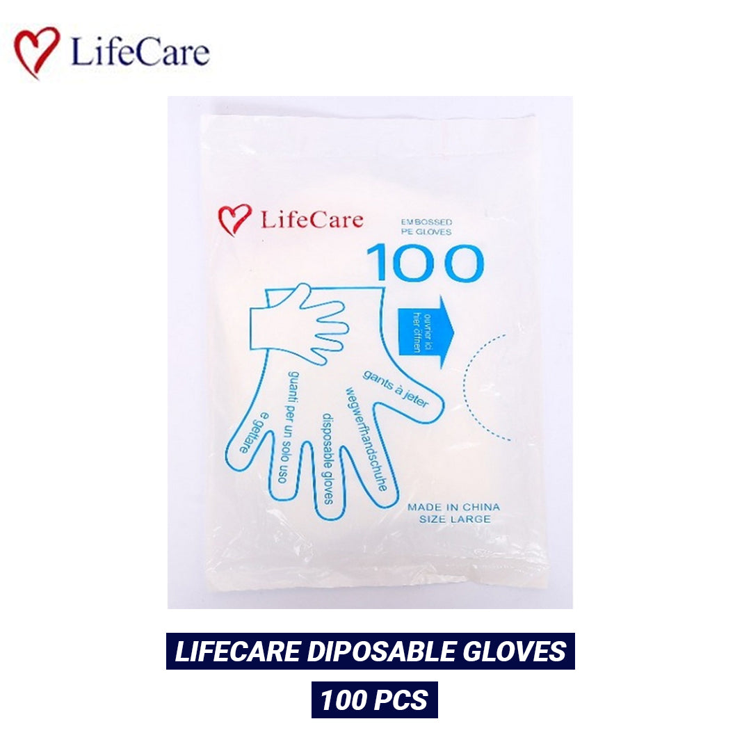 LifeCare Plastic Disposable Gloves – 100 pcs