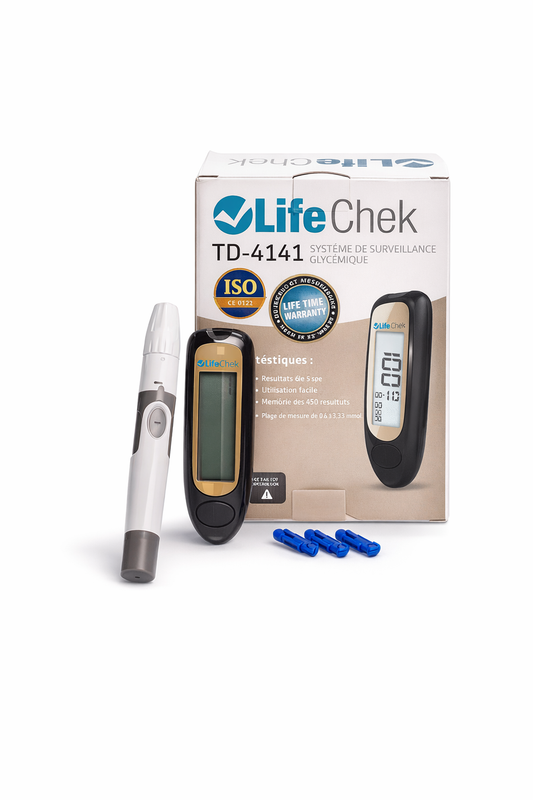 LifeChek Digital Blood Glucose Meter Kit with 10 Test Strips – Lifetime Warranty