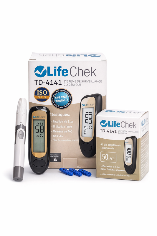 LifeChek Digital Blood Glucose Meter Kit with 50 Test Strips – Lifetime Warranty