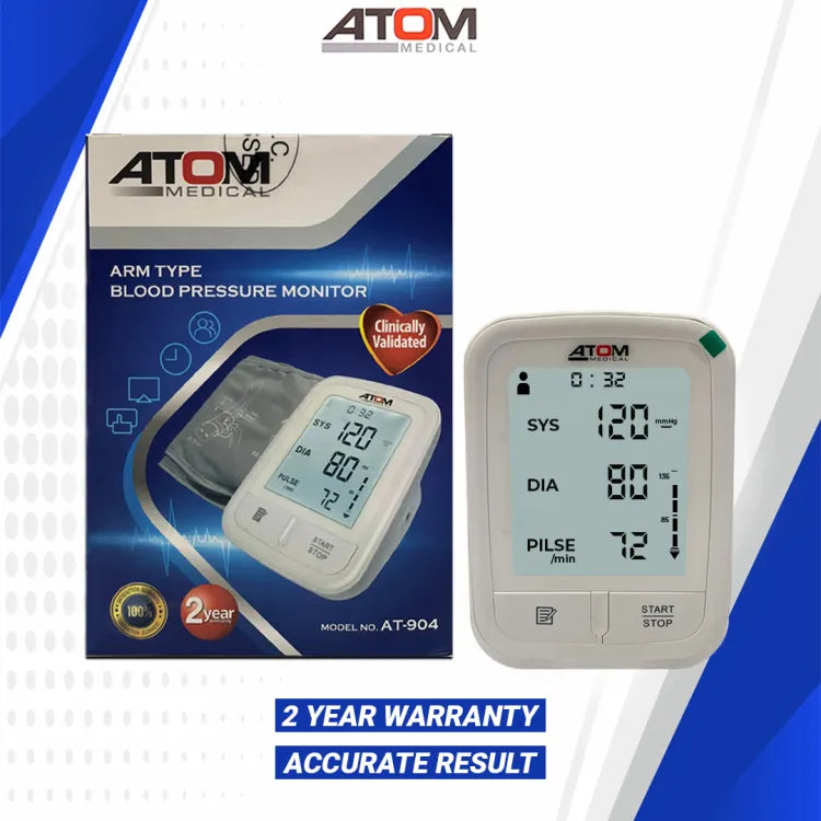 Atom Arm Blood Pressure Monitor, LCD Digital Display bp and blood pressure