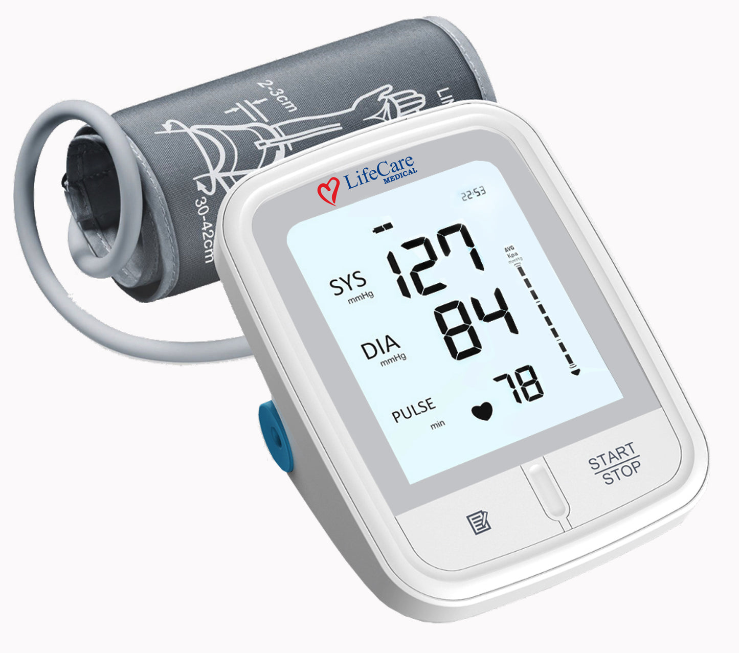 LifeCare LC 500 digital blood pressure monitor with cuff.