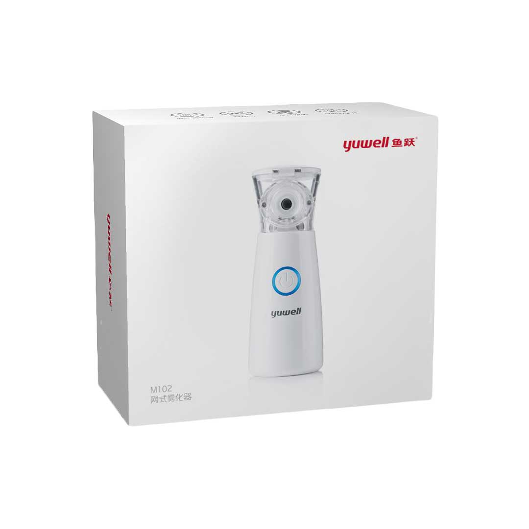 Yuwell m102 portable mesh nebulizer packaging box.
