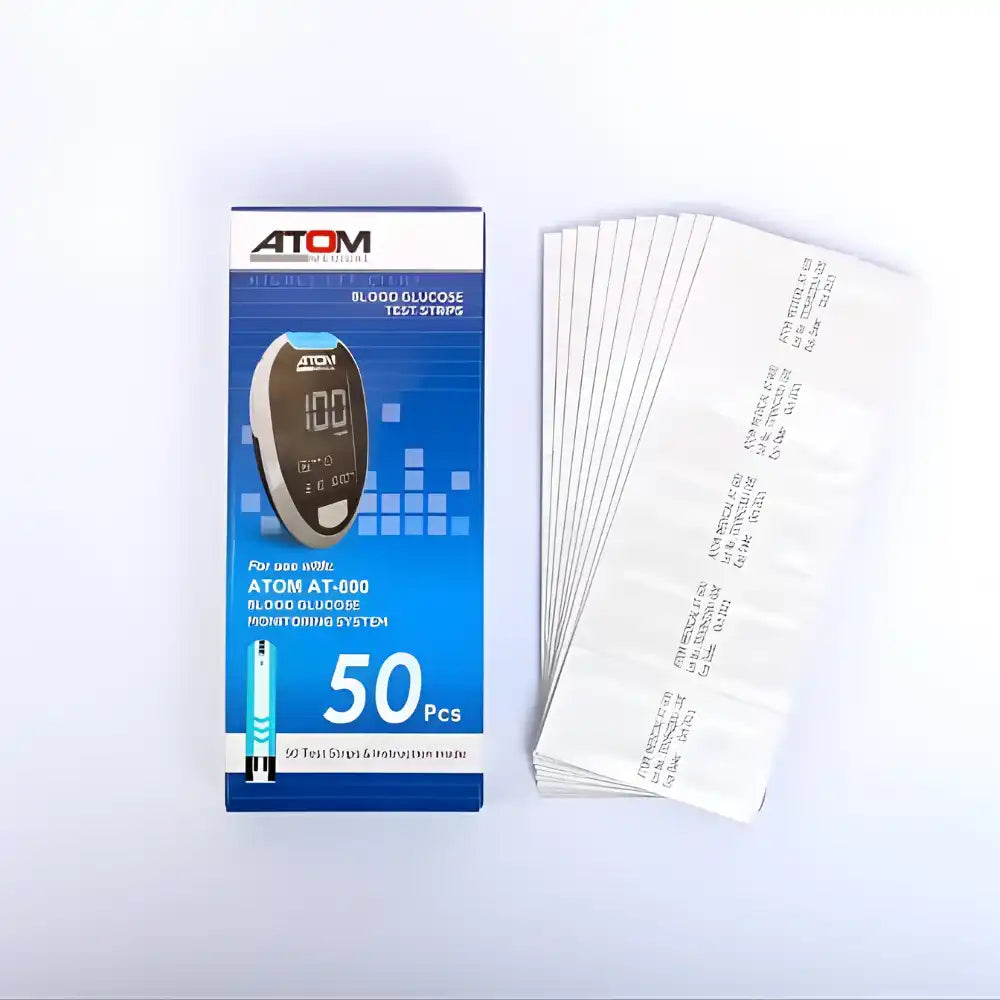Atom sugar test strips for at-600 glucometer.