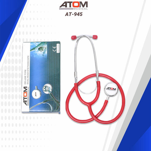 Atom AT 945 dual head stethoscope in burgundy color.