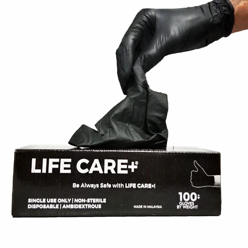 Lifecare Nitrile Examination Black Gloves 100 black color gloves