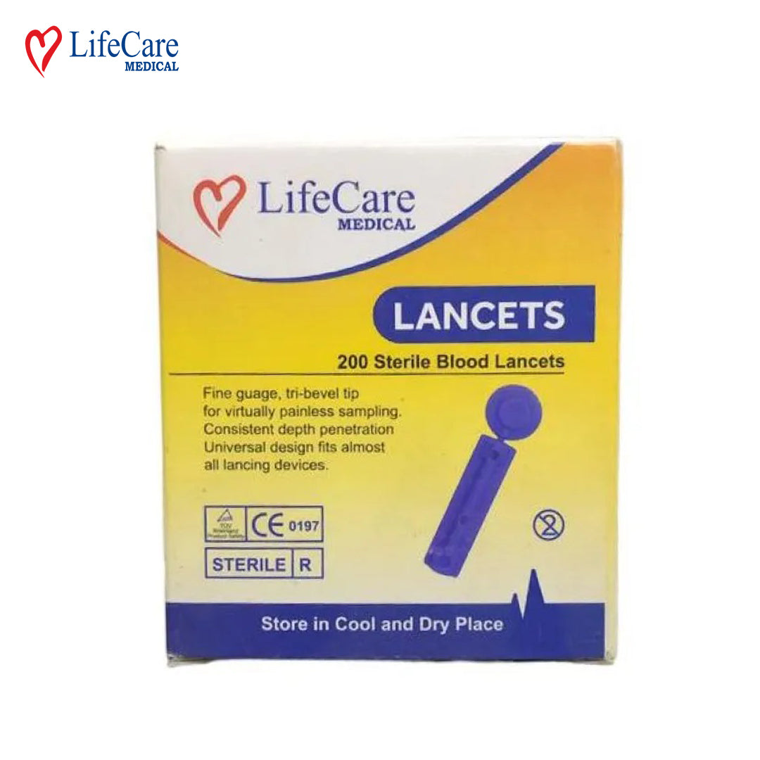 LifeCare Sterile Blood Lancets Sugar Test Needles - 200s  sugar test machine