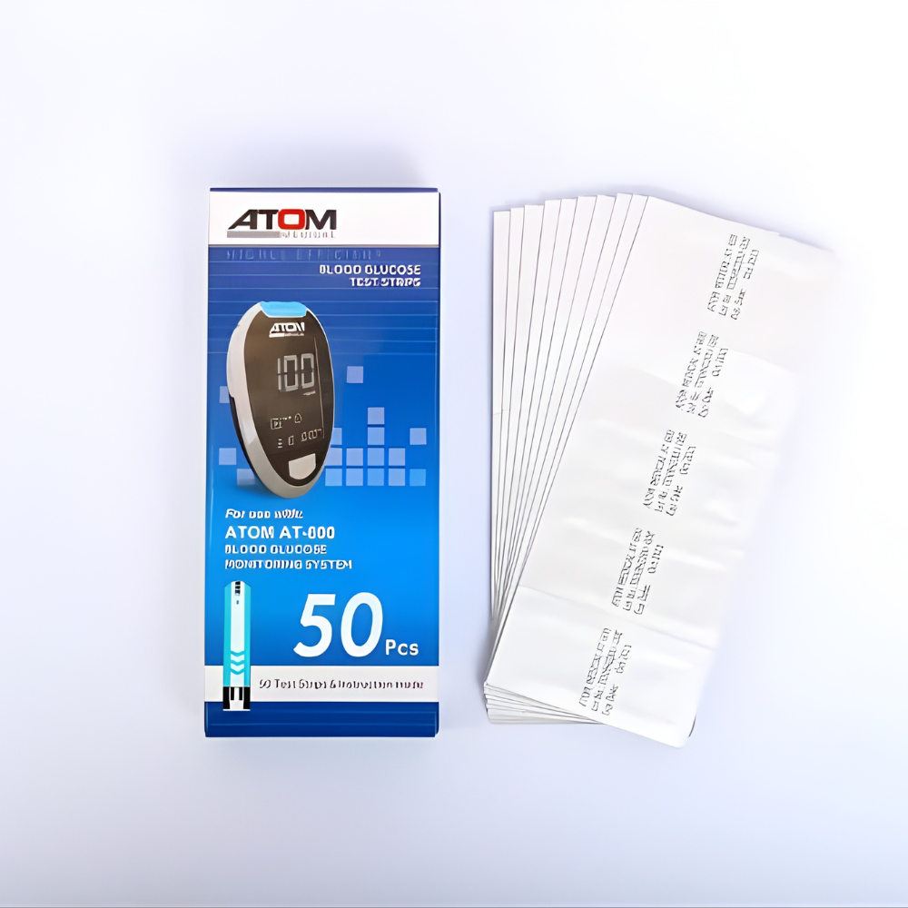 Atom Blood Glucose Test Strips – Pack of 50