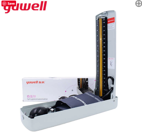 Yuwell sphygmomanometer mercury BP apparatus with accessories and packaging box.