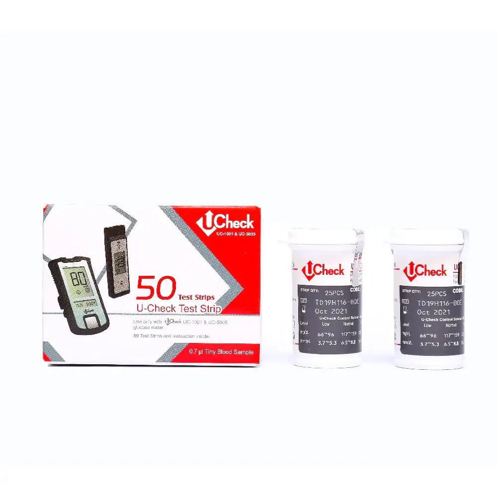 Order Now | Ucheck Glucometer Sugar Test Strips - 50 strips – Lifecare