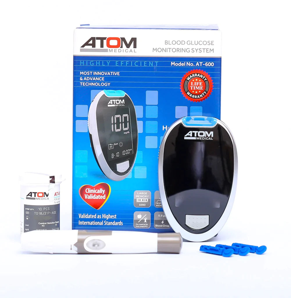 Atom Blood Glucose Sugar Test Meter Kit Glucometer Diabates