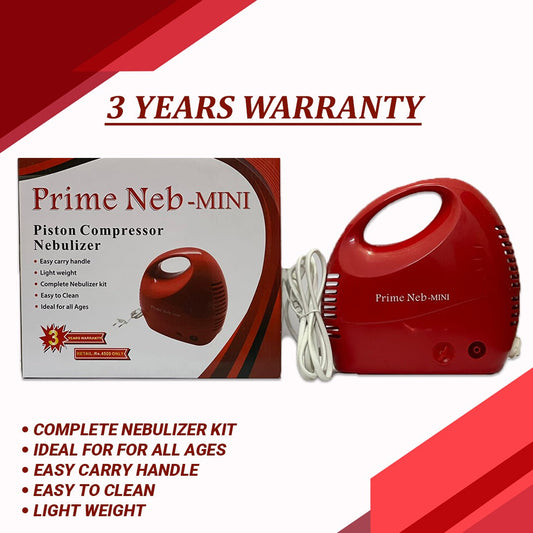 Nebulizer by PRIME Neb Mini Air Piston Compressor Nebulizer Kit - 3 years warranty