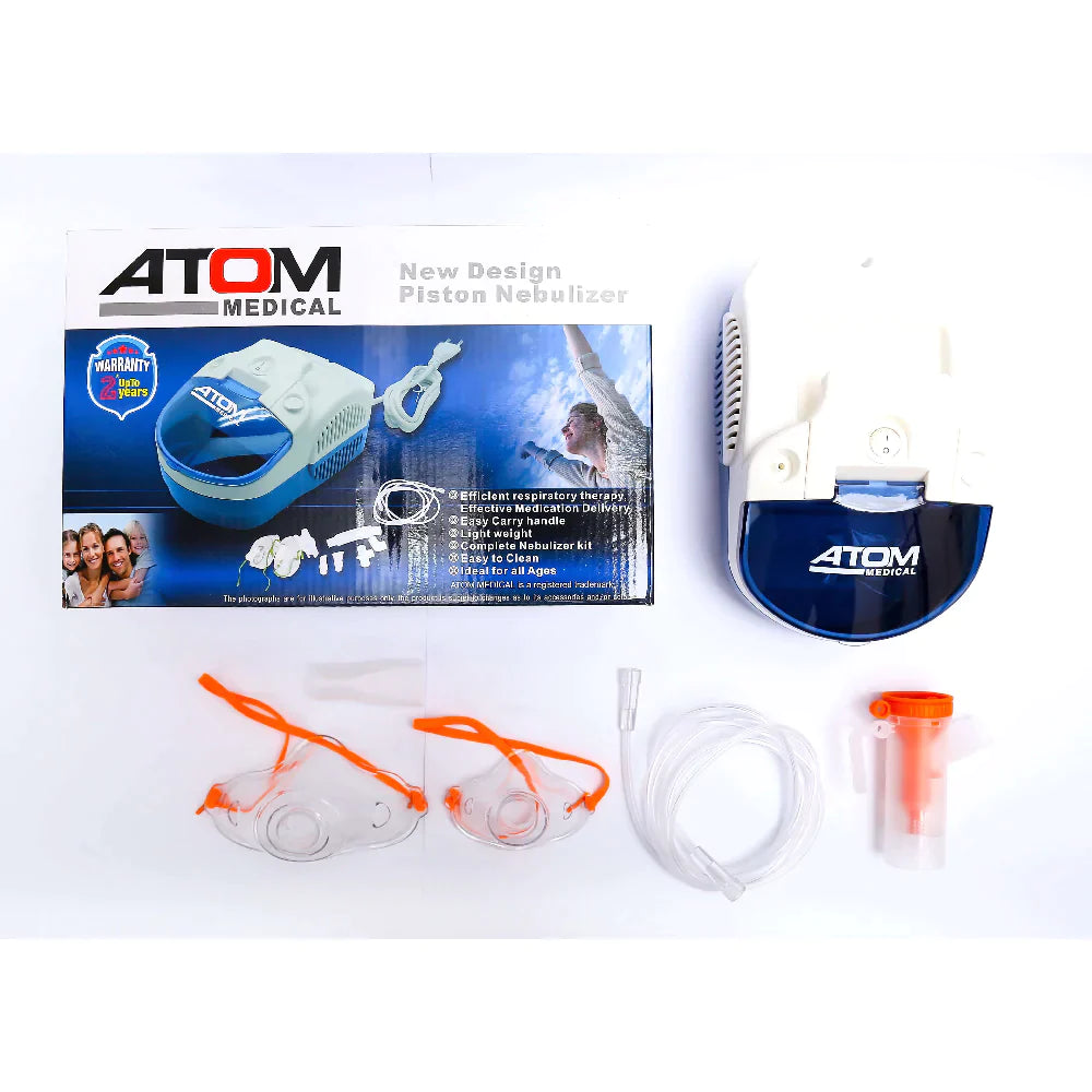 Atom piston nebulizer machine with complete kit.