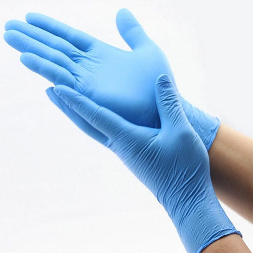 LifeCare blue nitrile examination gloves.