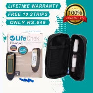 LifeChek Blood Sugar Glucometer With 10 Strips - Life Time Warranty sugar test needles