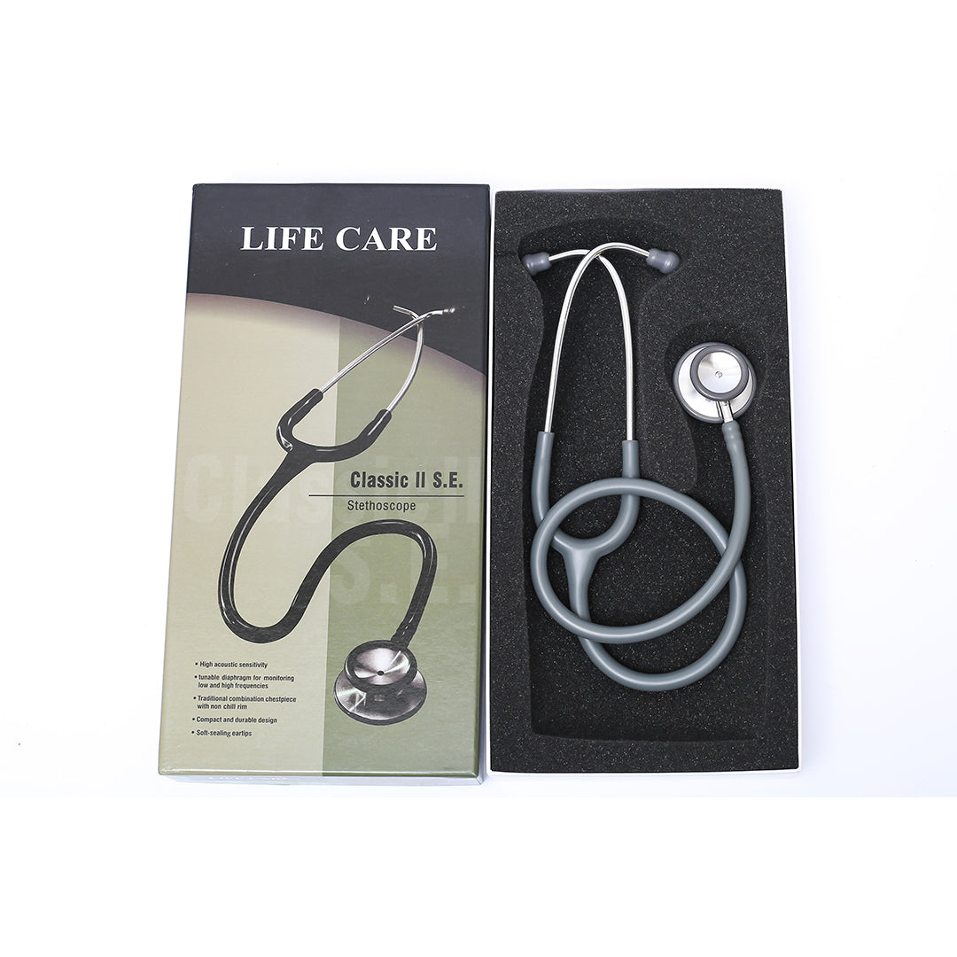 LifeCare classic 2 se dual head stethoscope in grey color.